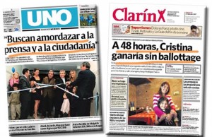 Clarín, cuando trabajaba para el triunfo de Cristina en 2007. Y el grupo Clarin ya después del divorcio.