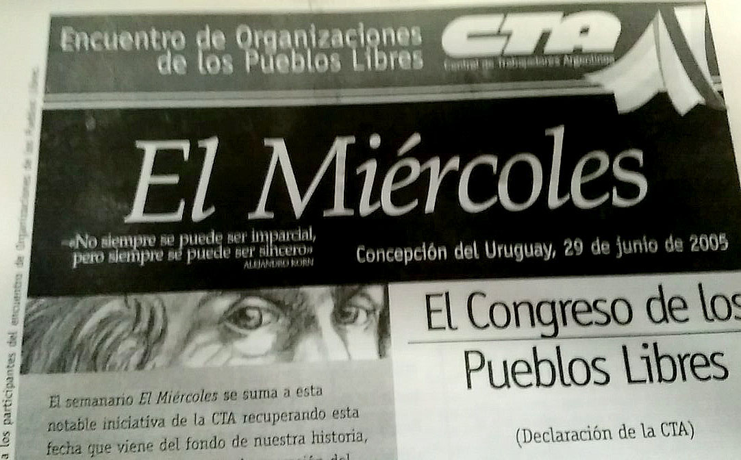Semanario El Miercoles en el 2005. Este medio fue uno de los organizadores del Encuentro de los Pueblos Libres. (Archivo: El Miércoles Digital). 