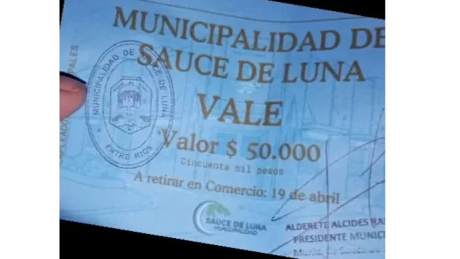 El Municipio de Sauce de Luna debió entregar un bono para canjear por comida y así poder completar los sueldos - El Miércoles Digital